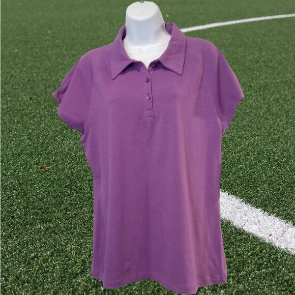 Danskin Womens XXL Purple Knit Golf Polo Blouse Top - Picture 5 of 9